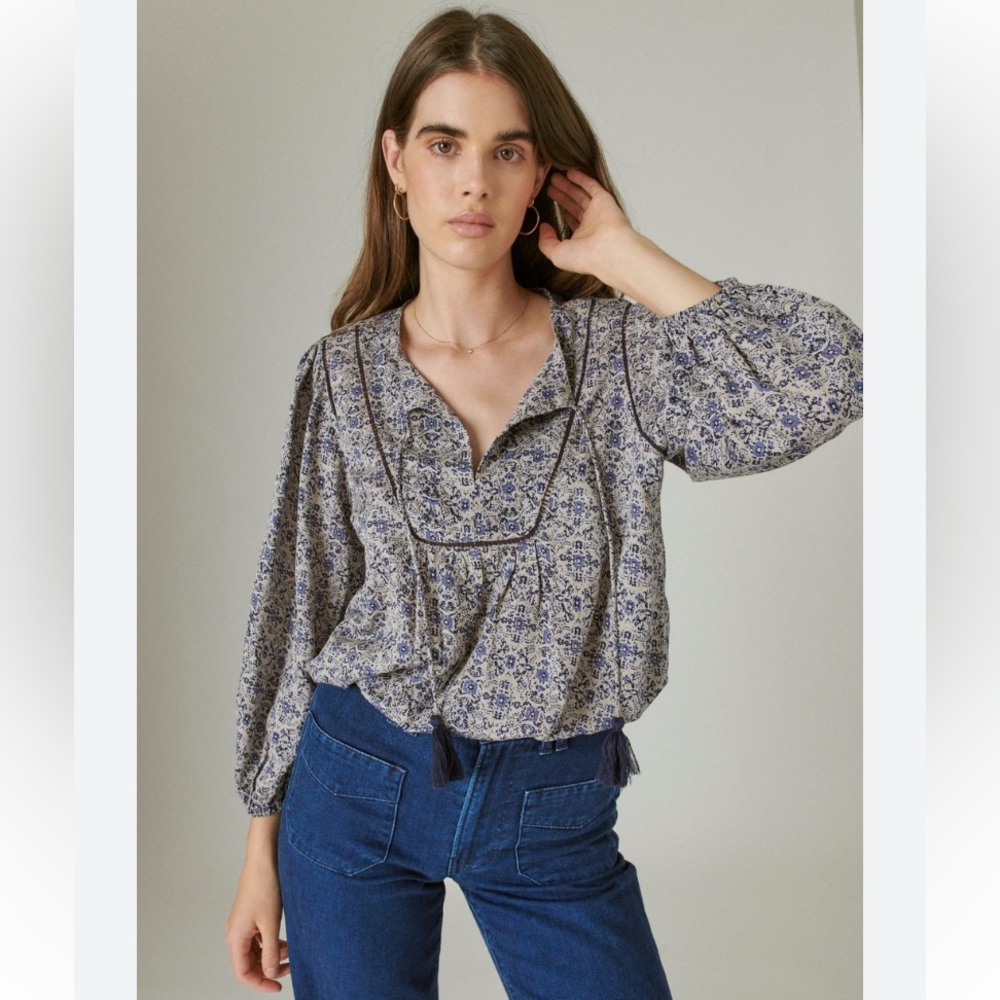 Lucky Brand Floral Peasant Blouse